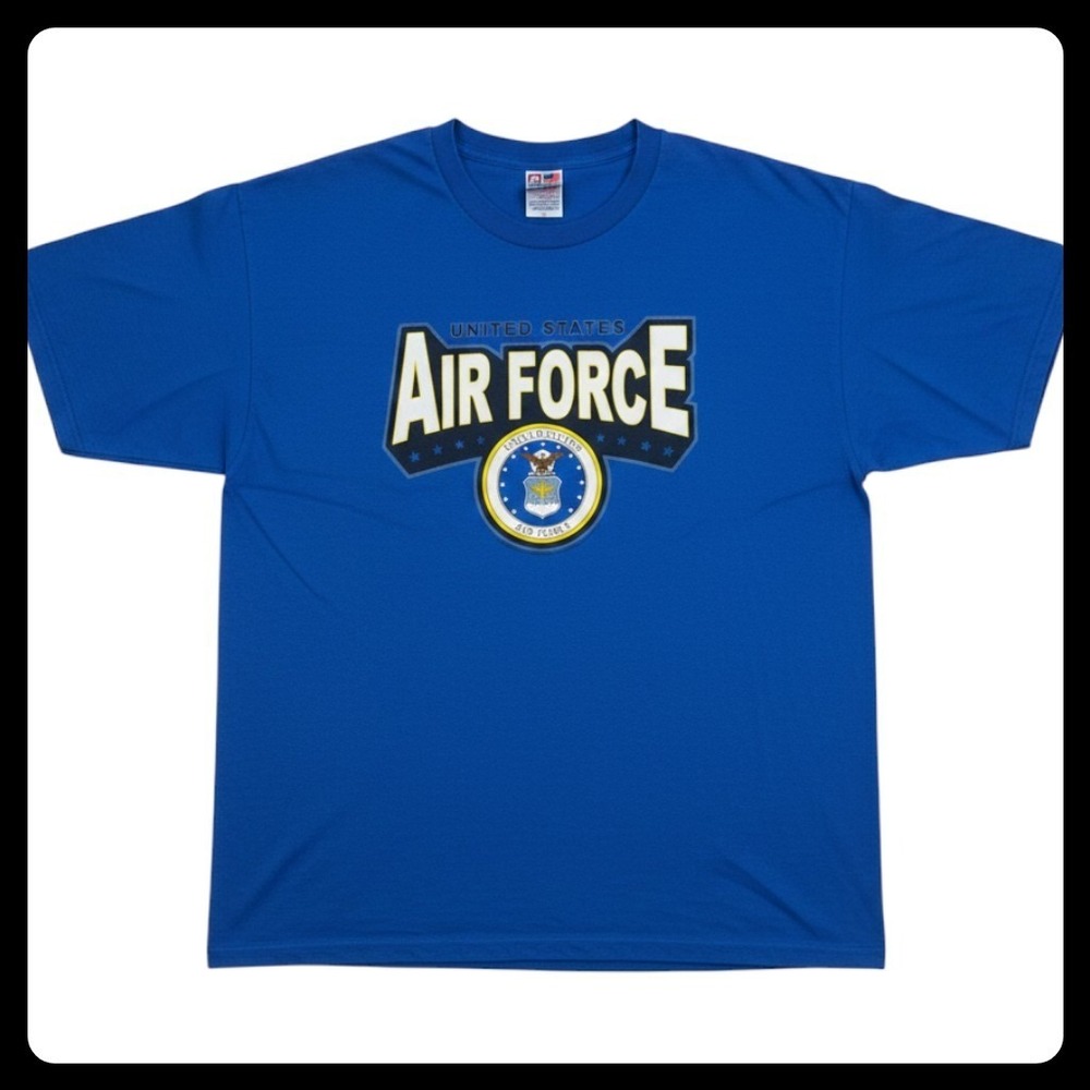 Bayside US Air Force T-Shirt Mens XL Blue Graphic Military Veteran Tee